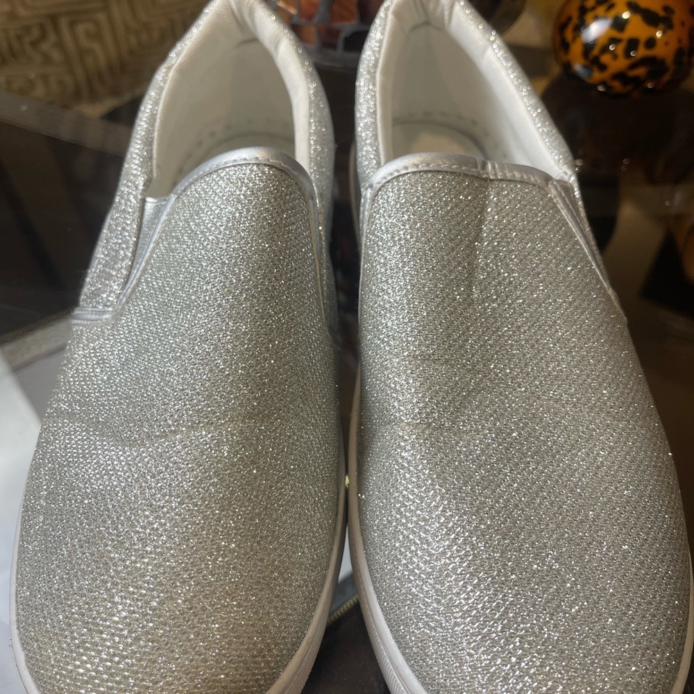 H2K Silver Glitter Sneakers Women's Silver Glitter Slip On Sparkly Tennis Shoes‌ - Picture 5 of 7